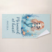 かわいい人魚のハートカスタムバスタオル バスタオル (バスタオル)