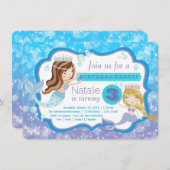 かわいい人魚のバースデーパーティ招待状 招待状 (正面/裏面)