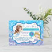 かわいい人魚のバースデーパーティ招待状 招待状 (スタンド正面)