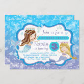 かわいい人魚のバースデーパーティ招待状 招待状 (正面/裏面)