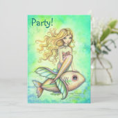 かわいい人魚のバースデーパーティ招待状 招待状 (スタンド正面)