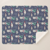 かわいい人魚のパターン毛布 シェルパブランケット (正面(横))