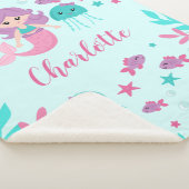 かわいい人魚のパーソナライズな女の子 シェルパブランケット (3/4)