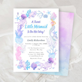 かわいい人魚のプリンセス パステル ベビーシャワー 招待状