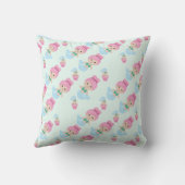 かわいい人魚の名前の枕ミントの緑およびピンク クッション (裏面)