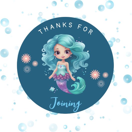 かわいい人魚の女の子たちへありがとう  ラウンドシール
