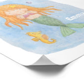 かわいい人魚の女の子と乗馬のプリントポスター ポスター (角)