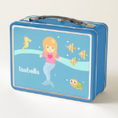 かわいい人魚の女の子と海の生き物 メタルランチボックス (裏面)