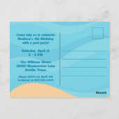 かわいい人魚の女の子のカスタム誕生日パーティー招待状 ポストカード (裏面)