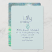 かわいい人魚の女の子の誕生日パーティーの招待状 招待状 (正面/裏面)