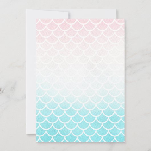 かわいい人魚の女の子の誕生日パーティーの招待 招待状 (裏面)