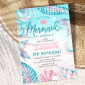 かわいい人魚の女の子の誕生日パーティーの招待 招待状