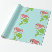 かわいい人魚の女の子を青に泡立てて ラッピングペーパー (アンロールド)