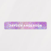 かわいい人魚の女の子ピンク紫の子供の名前バックスクール ラベル (デザイン1)