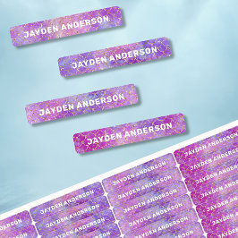 かわいい人魚の女の子ピンク紫の子供の名前バックスクール ラベル