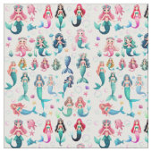 かわいい人魚の女の子海洋生物ファンタジーおとぎ話アート ファブリック (クローズアップ)