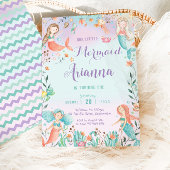 かわいい人魚の女の子誕生日ザシープール 招待状