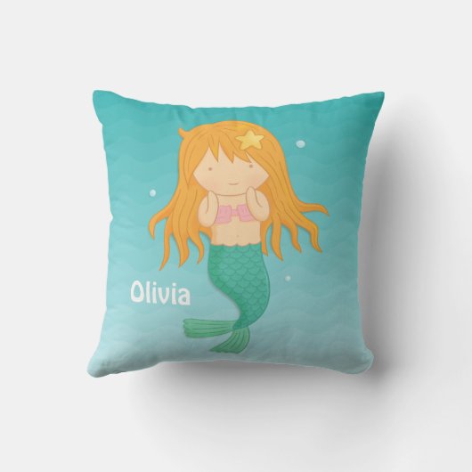 かわいい人魚の女の子部屋の装飾の装飾用クッション クッション (裏面)