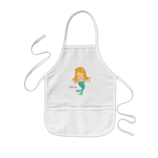 かわいい人魚の女の子 オーダーメイド エプロン (正面)
