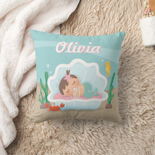 かわいい人魚の女の赤ちゃんの子供部屋の装飾の装飾用クッション クッション (ブランケット)