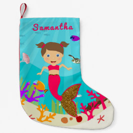 かわいい人魚の女カラフルの子海陶器名 スモールクリスマスストッキング