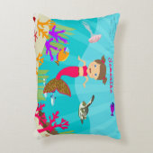 かわいい人魚の女カラフルの子 アクセントクッション (正面(垂直))