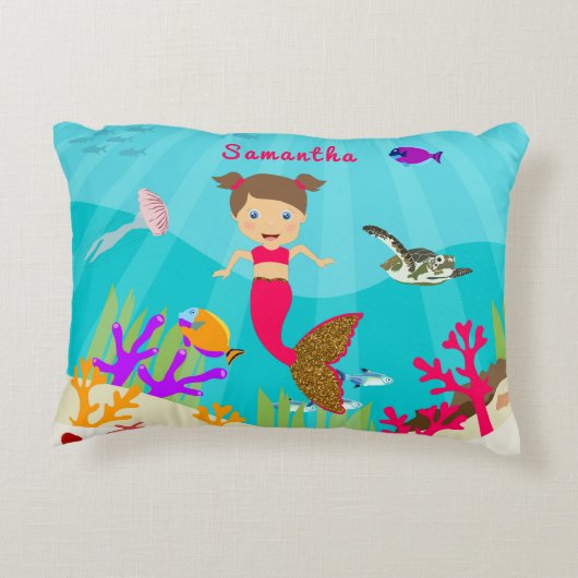 かわいい人魚の女カラフルの子 アクセントクッション (裏面)