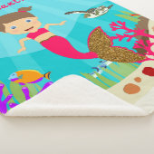 かわいい人魚の女カラフルの子 シェルパブランケット (3/4)