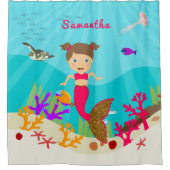 かわいい人魚の女カラフルの子 シャワーカーテン (正面)