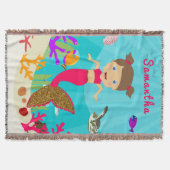 かわいい人魚の女カラフルの子 スローブランケット (正面)