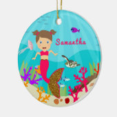 かわいい人魚の女カラフルの子 セラミックオーナメント (左)