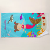 かわいい人魚の女カラフルの子 ビーチタオル (正面)