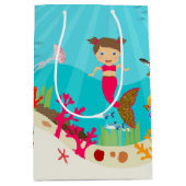 かわいい人魚の女カラフルの子 ミディアムペーパーバッグ (正面)