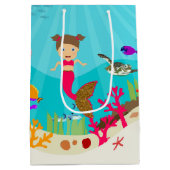 かわいい人魚の女カラフルの子 ミディアムペーパーバッグ (裏面)