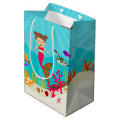 かわいい人魚の女カラフルの子 ミディアムペーパーバッグ (裏面アングル)