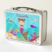 かわいい人魚の女カラフルの子 メタルランチボックス (裏面)