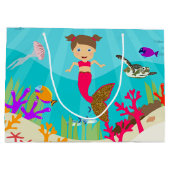 かわいい人魚の女カラフルの子 ラージペーパーバッグ (裏面)