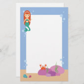 かわいい人魚の姫女の海で泳ぐ 便箋 (正面/裏面)