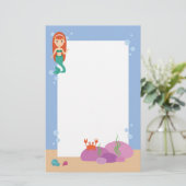 かわいい人魚の姫女の海で泳ぐ 便箋 (スタンド正面)