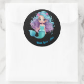 かわいい人魚の子供の名前ラベル ラウンドシール (バッグ)