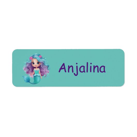 かわいい人魚の子供の名前ラベル ラベル (正面)