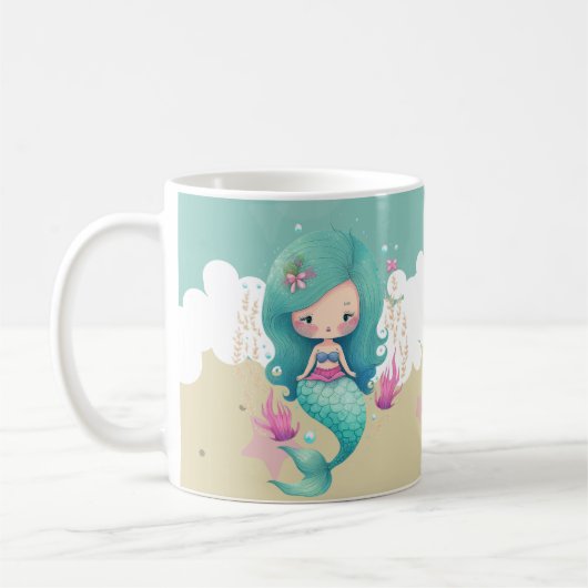 かわいい人魚の子供の名前 コーヒーマグカップ (左)