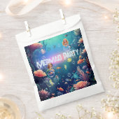 かわいい人魚の子供の誕生日パーティーの招待 フェイバーバッグ (クリップ留めされた状態)