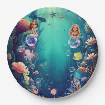 かわいい人魚の子供の誕生日パーティーの招待