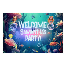 かわいい人魚の子供の誕生日パーティーの招待