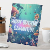 かわいい人魚の子供の誕生日パーティーの招待 台座サイン (インサイチュ)