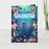 かわいい人魚の子供の誕生日パーティーの招待 招待状 (正面)