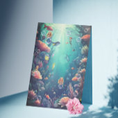 かわいい人魚の子供の誕生日パーティーの招待 招待状