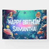 かわいい人魚の子供の誕生日パーティーの招待 横断幕 (横)