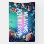 かわいい人魚の子供の誕生日パーティーの招待 横断幕 (縦)